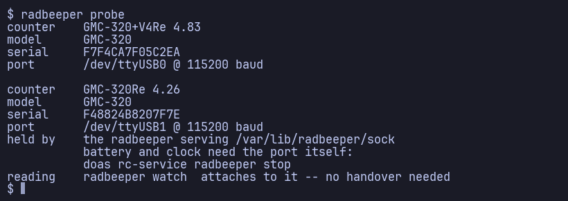 radbeeper probe, against the counter these logs came from