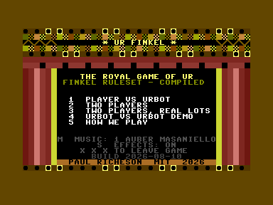 The title screen: a theatre proscenium with chasing lamps
